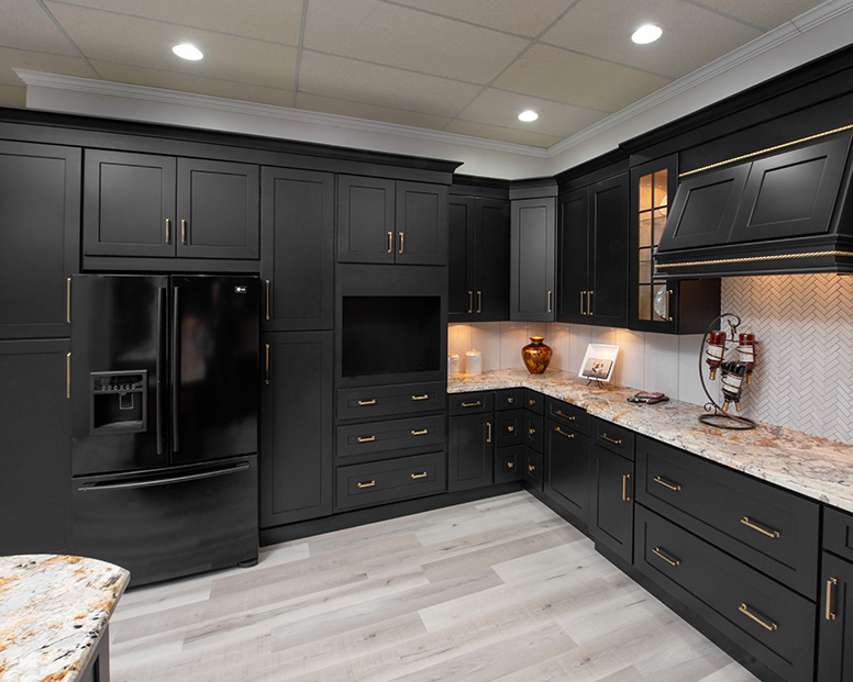 Midnight Black Shaker Style Ready to Assemble (RTA) Kitchen Cabinets Kitchen with White Shaker Style Ready to Assemble (RTA) Cabinets